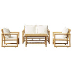 4 Piece Garden Lounge Set with Cushions Bamboo