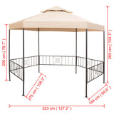 Garden Marquee Gazebo Pavilion Tent Hexagonal Beige 323x265 cm - Extra Image