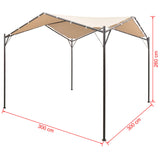 Gazebo Pavilion Tent Canopy 3x3 m Steel Beige - Low Angle