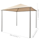 Gazebo Pavilion Tent Canopy 3x3 m Steel Beige - Low Angle