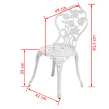 Bistro Chairs 2 pcs Cast Aluminium White - 45-Degree Angle