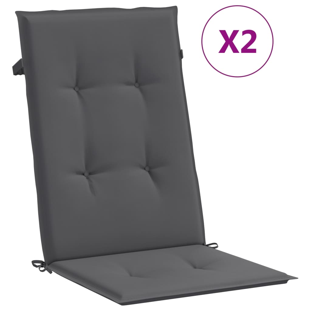 Garden Highback Chair Cushions 2 pcs Anthracite 120x50x2 cm Fabric