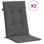 Garden Highback Chair Cushions 2 pcs Anthracite 120x50x2 cm