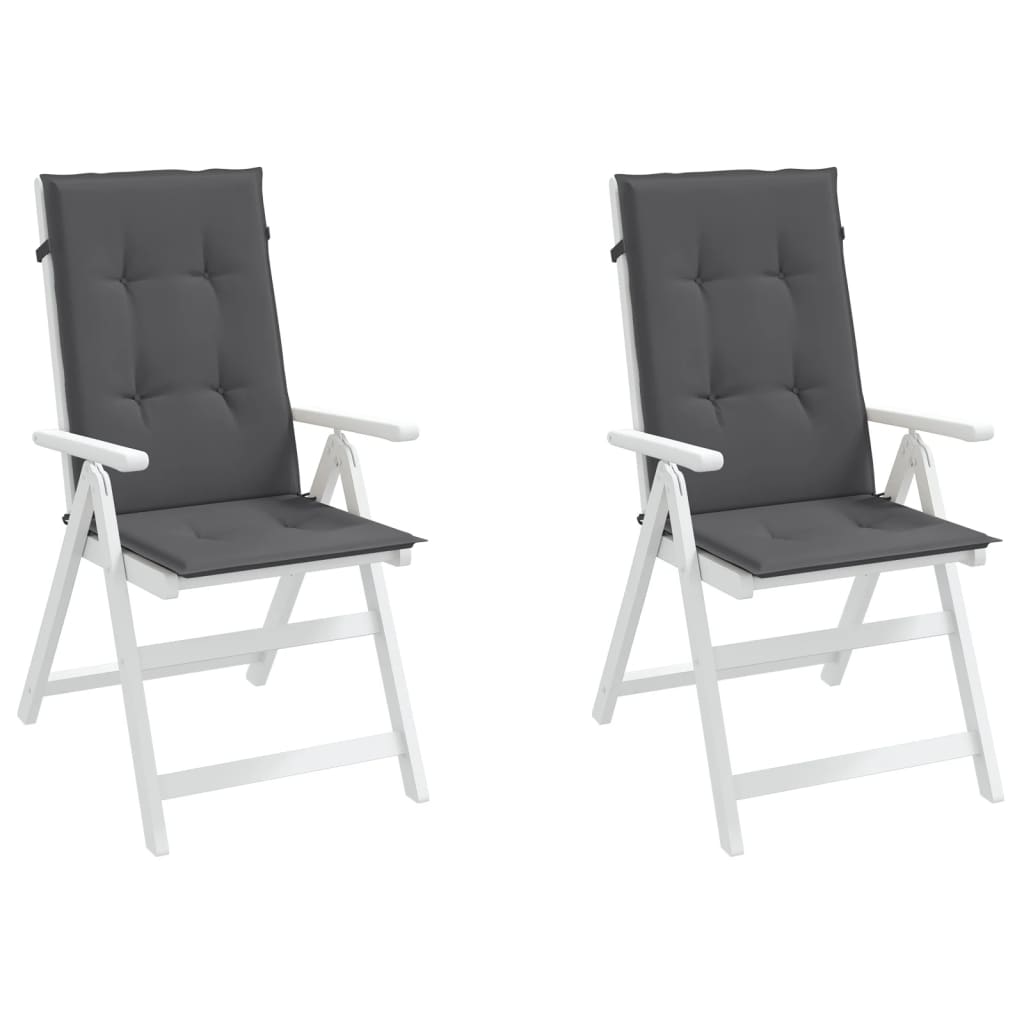 Garden Highback Chair Cushions 2 pcs Anthracite 120x50x2 cm Fabric
