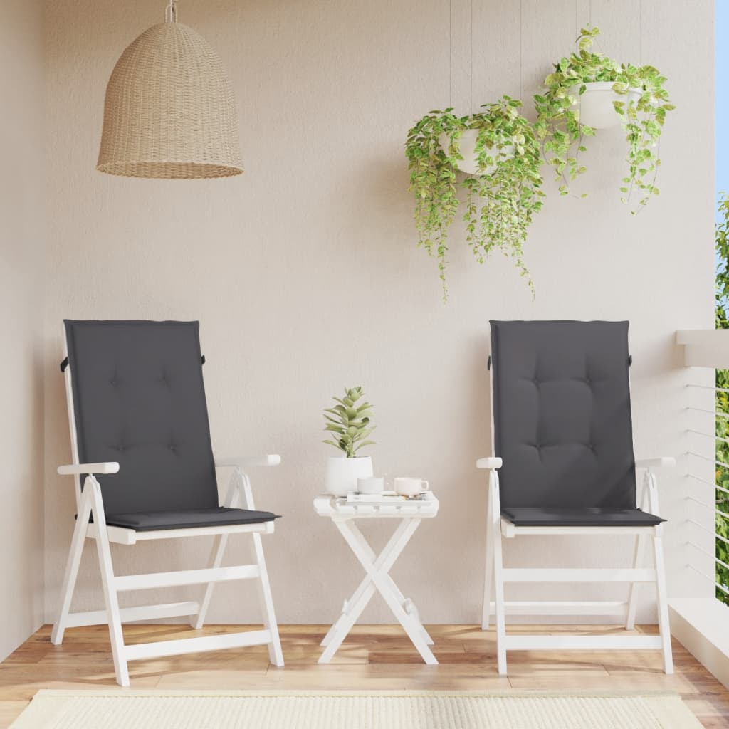 Garden Highback Chair Cushions 2 pcs Anthracite 120x50x2 cm Fabric