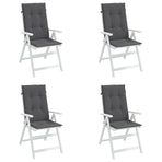 Garden Highback Chair Cushions 4 pcs Anthracite 120x50x3 cm
