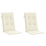 Garden Highback Chair Cushions 2 pcs Cream 120x50x3 cm Fabric