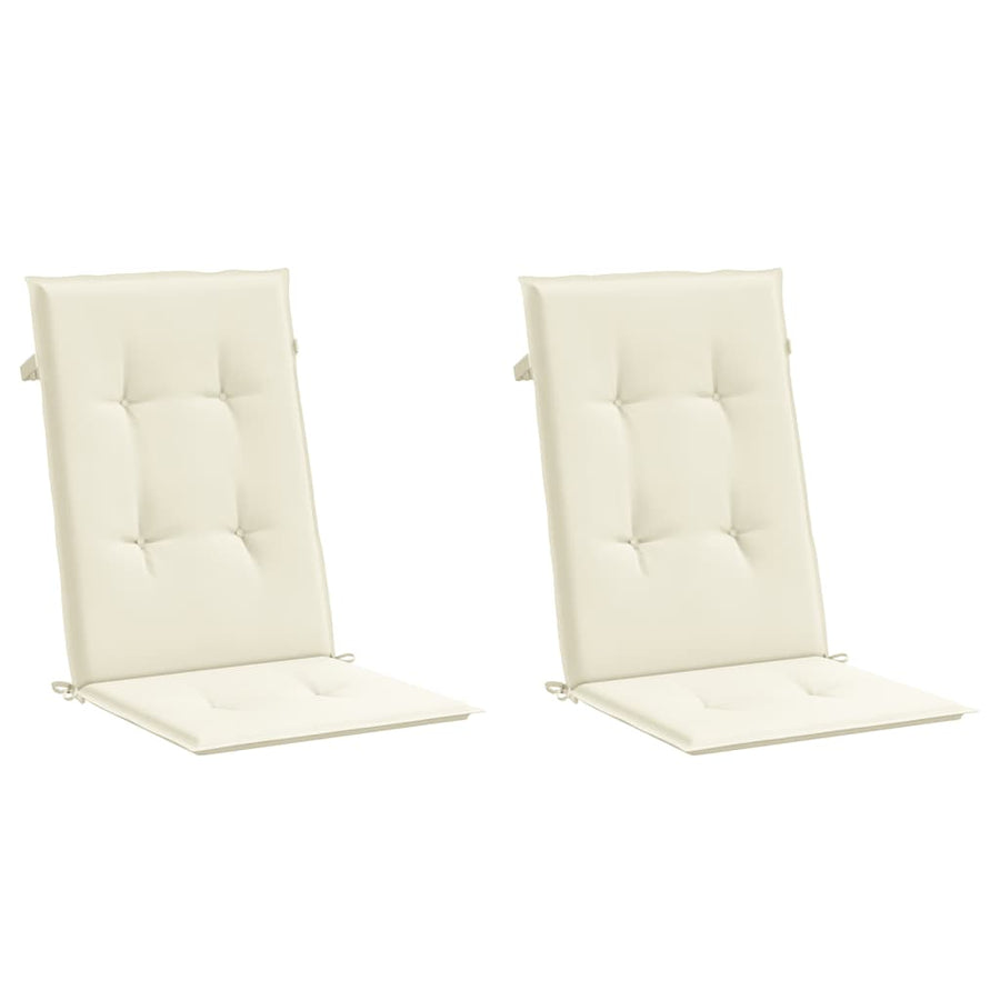 Garden Highback Chair Cushions 2 pcs Cream 120x50x3 cm Fabric