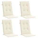 Garden Highback Chair Cushions 4 pcs Cream 120x50x3 cm Fabric - Side View