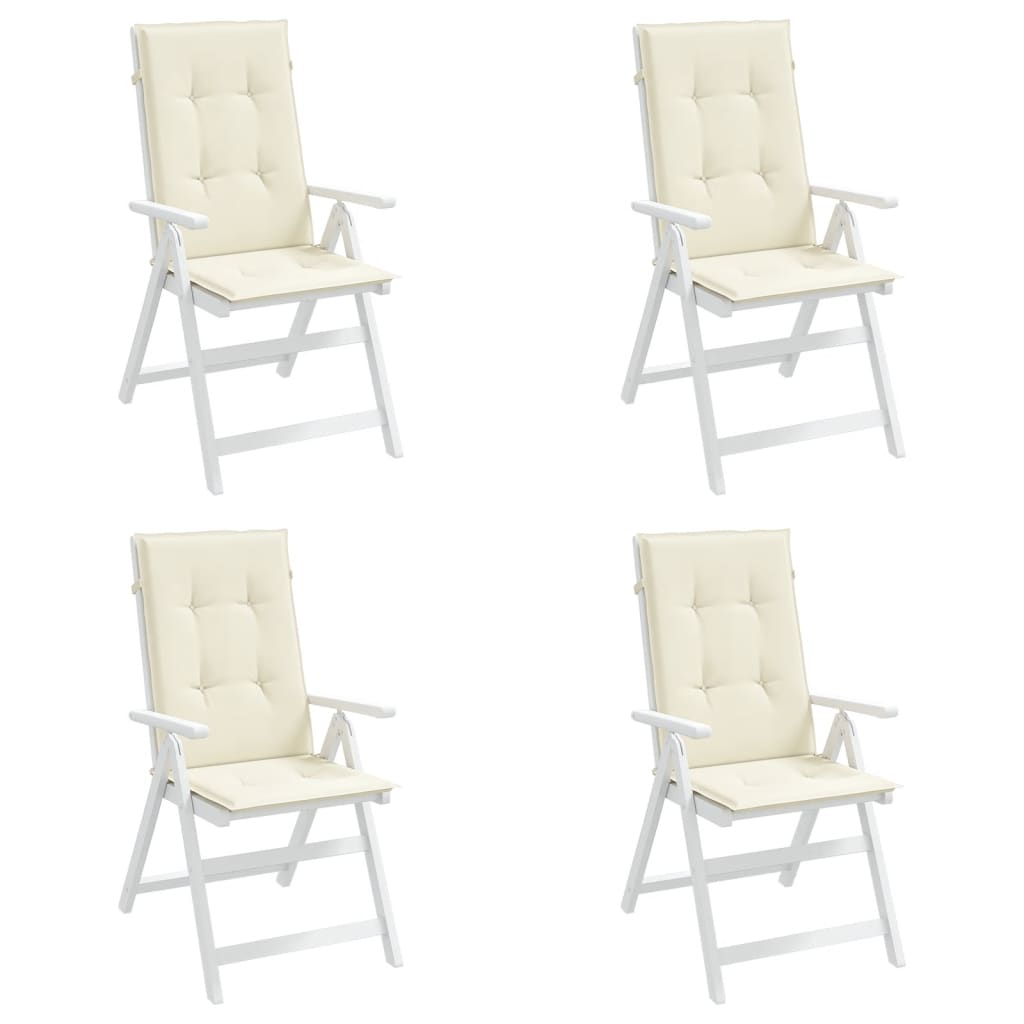 Garden Highback Chair Cushions 4 pcs Cream 120x50x3 cm Fabric