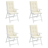 Garden Highback Chair Cushions 4 pcs Cream 120x50x3 cm Fabric - Top-Down View