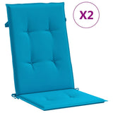 Garden Highback Chair Cushions 2 pcs Blue 120x50x3 cm Fabric