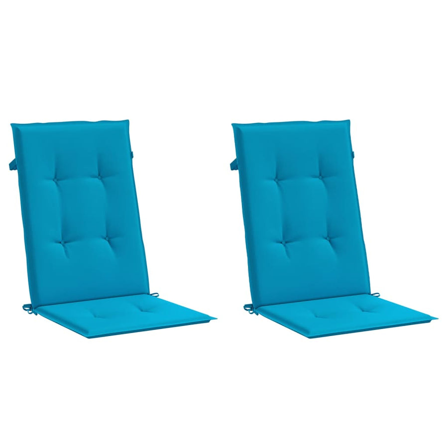 Garden Highback Chair Cushions 2 pcs Blue 120x50x3 cm Fabric