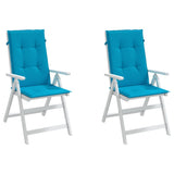 Garden Highback Chair Cushions 2 pcs Blue 120x50x3 cm Fabric