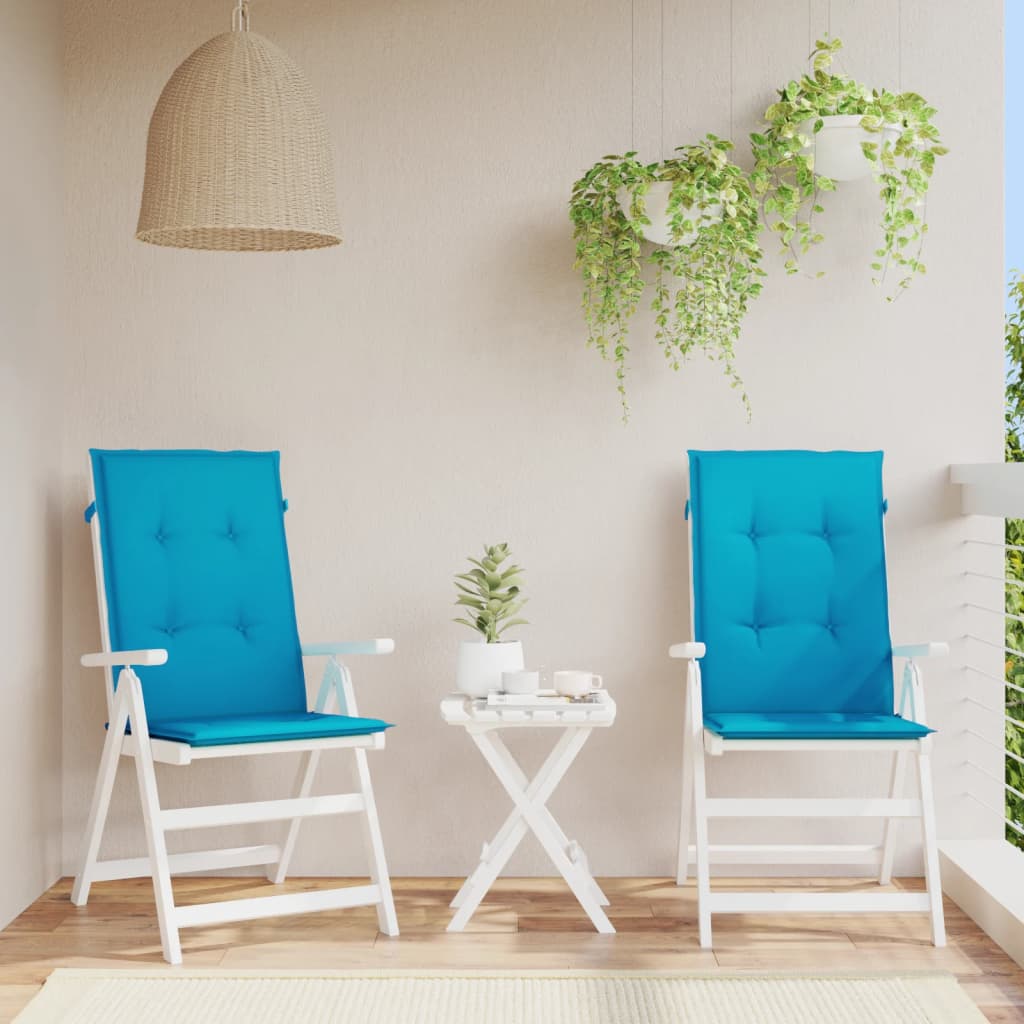 Garden Highback Chair Cushions 2 pcs Blue 120x50x3 cm Fabric