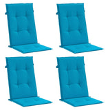 Garden Highback Chair Cushions 4 pcs Blue 120x50x3 cm Fabric - Side View