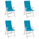 Garden Highback Chair Cushions 4 pcs Blue 120x50x3 cm Fabric - Top-Down View