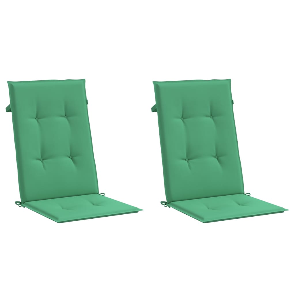 Garden Highback Chair Cushions 2 pcs Green 120x50x3 cm Fabric