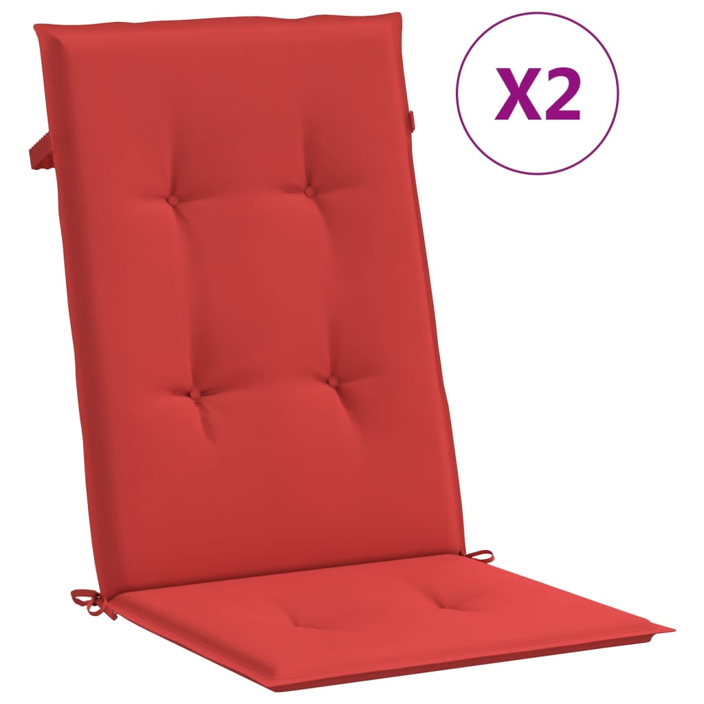 Garden Highback Chair Cushions 2 pcs Red 120x50x3 cm Fabric