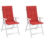 Garden Highback Chair Cushions 2 pcs Red 120x50x3 cm Fabric