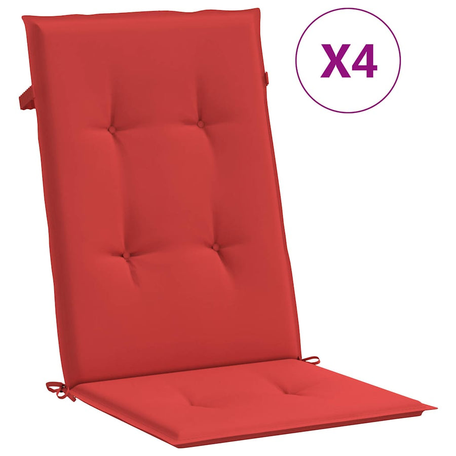 Garden Highback Chair Cushions 4 pcs Red 120x50x3 cm Fabric
