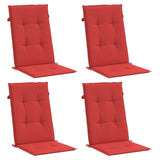Garden Highback Chair Cushions 4 pcs Red 120x50x3 cm Fabric - Side View