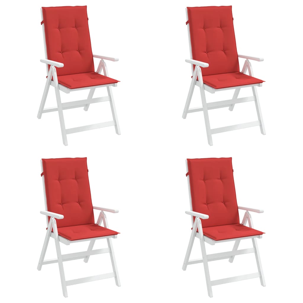 Garden Highback Chair Cushions 4 pcs Red 120x50x3 cm Fabric