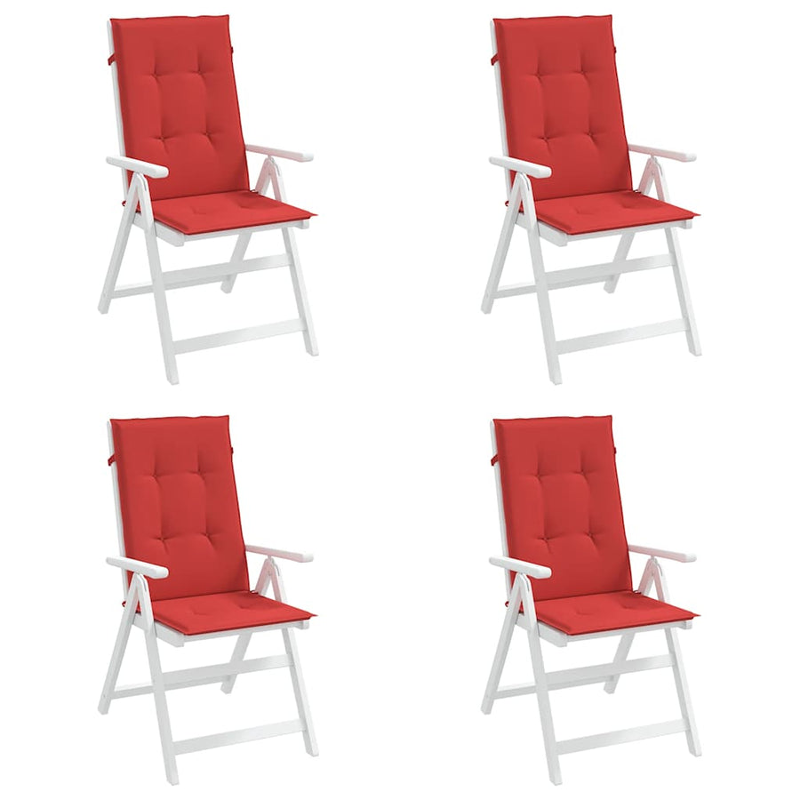 Garden Highback Chair Cushions 4 pcs Red 120x50x3 cm Fabric