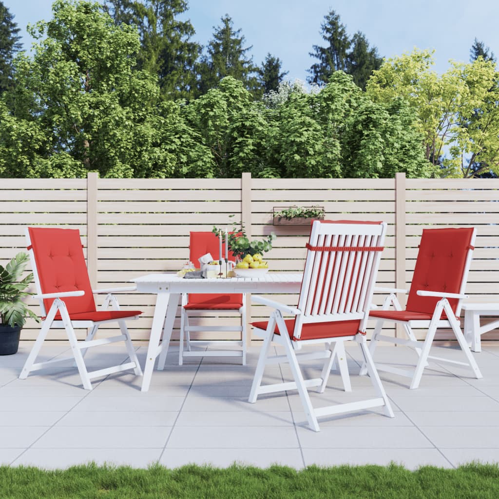Garden Highback Chair Cushions 4 pcs Red 120x50x3 cm Fabric