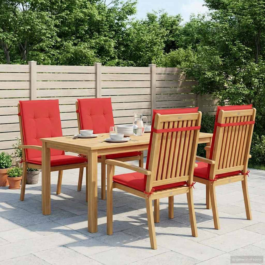 Garden Highback Chair Cushions 4 pcs Red 120x50x3 cm Fabric