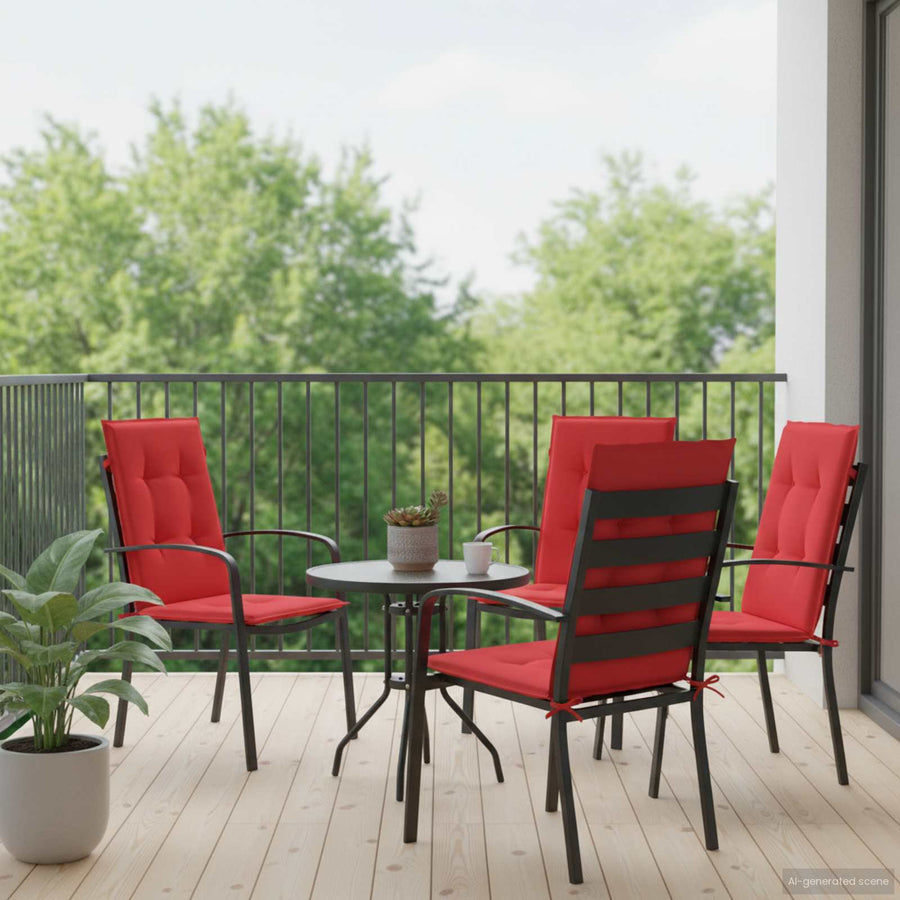 Garden Highback Chair Cushions 4 pcs Red 120x50x3 cm Fabric