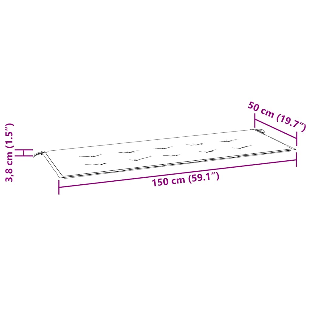 Garden Bench Cushion Grey 150x50x3 cm Oxford Fabric