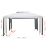Gazebo White 3x4 m - 45-Degree Angle