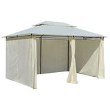 Garden Marquee with Curtains 4x3 m White - 45-Degree Angle