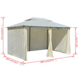 Garden Marquee with Curtains 4x3 m White - Low Angle
