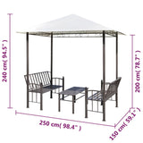 Garden Pavilion with Table and Benches 2.5x1.5x2.4 m - Rear View