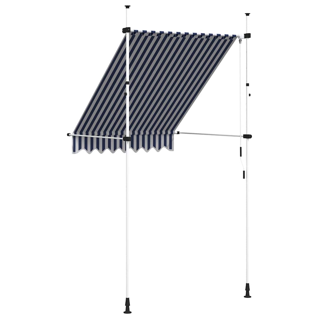 Manual Retractable Awning 150 cm Blue and White Stripes