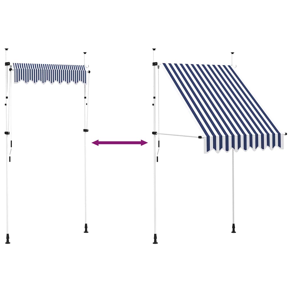 Manual Retractable Awning 150 cm Blue and White Stripes
