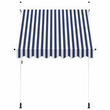 Manual Retractable Awning 200 cm Blue and White Stripes
