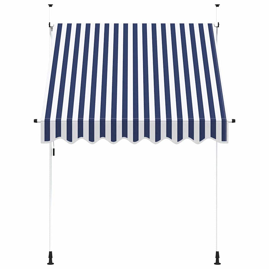 Manual Retractable Awning 200 cm Blue and White Stripes