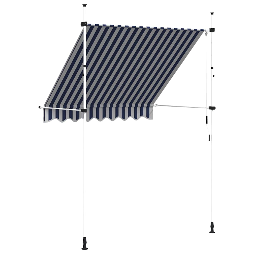 Manual Retractable Awning 200 cm Blue and White Stripes