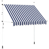 Manual Retractable Awning 250 cm Blue and White Stripes