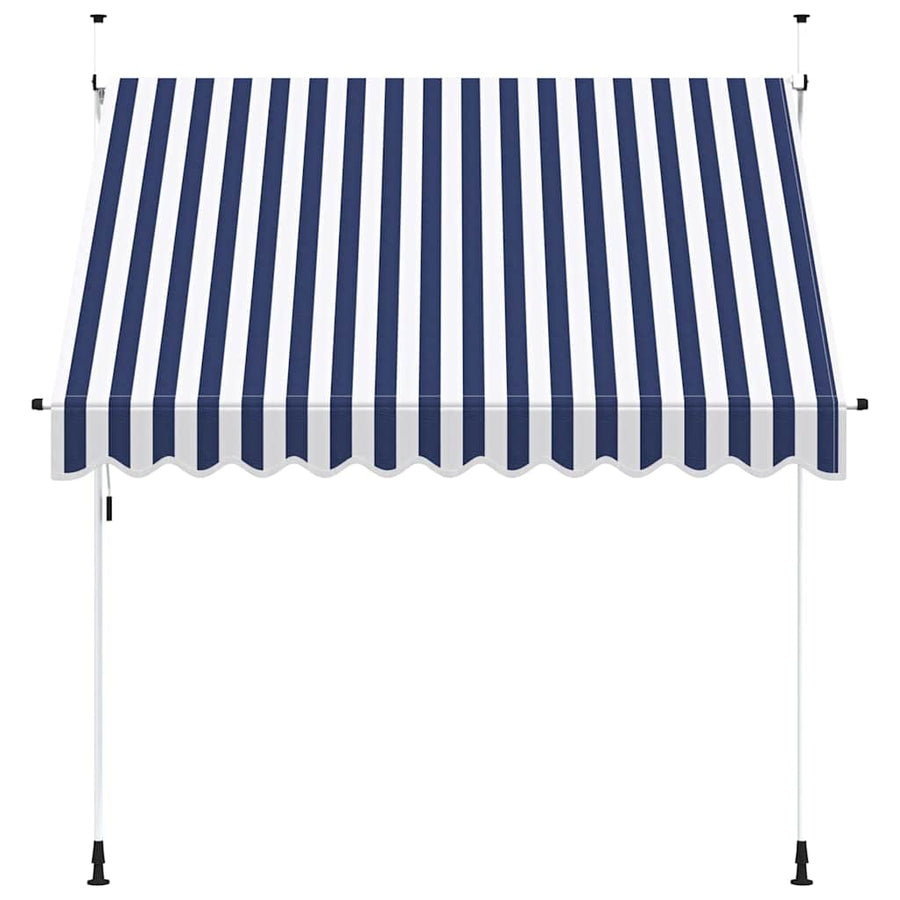 Manual Retractable Awning 250 cm Blue and White Stripes