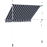 Manual Retractable Awning 250 cm Blue and White Stripes - Top-Down View