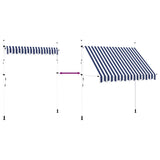 Manual Retractable Awning 250 cm Blue and White Stripes - Rear View
