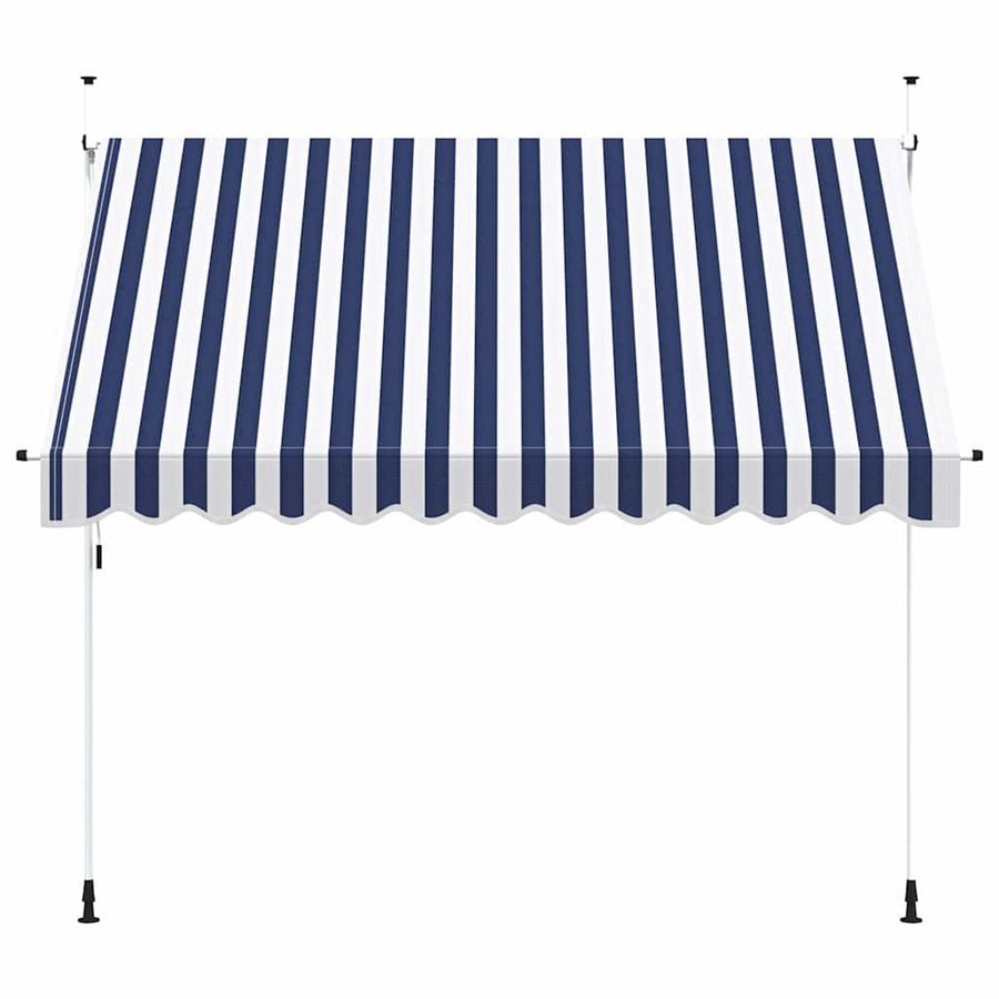 Manual Retractable Awning 300 cm Blue and White Stripes