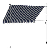 Manual Retractable Awning 300 cm Blue and White Stripes