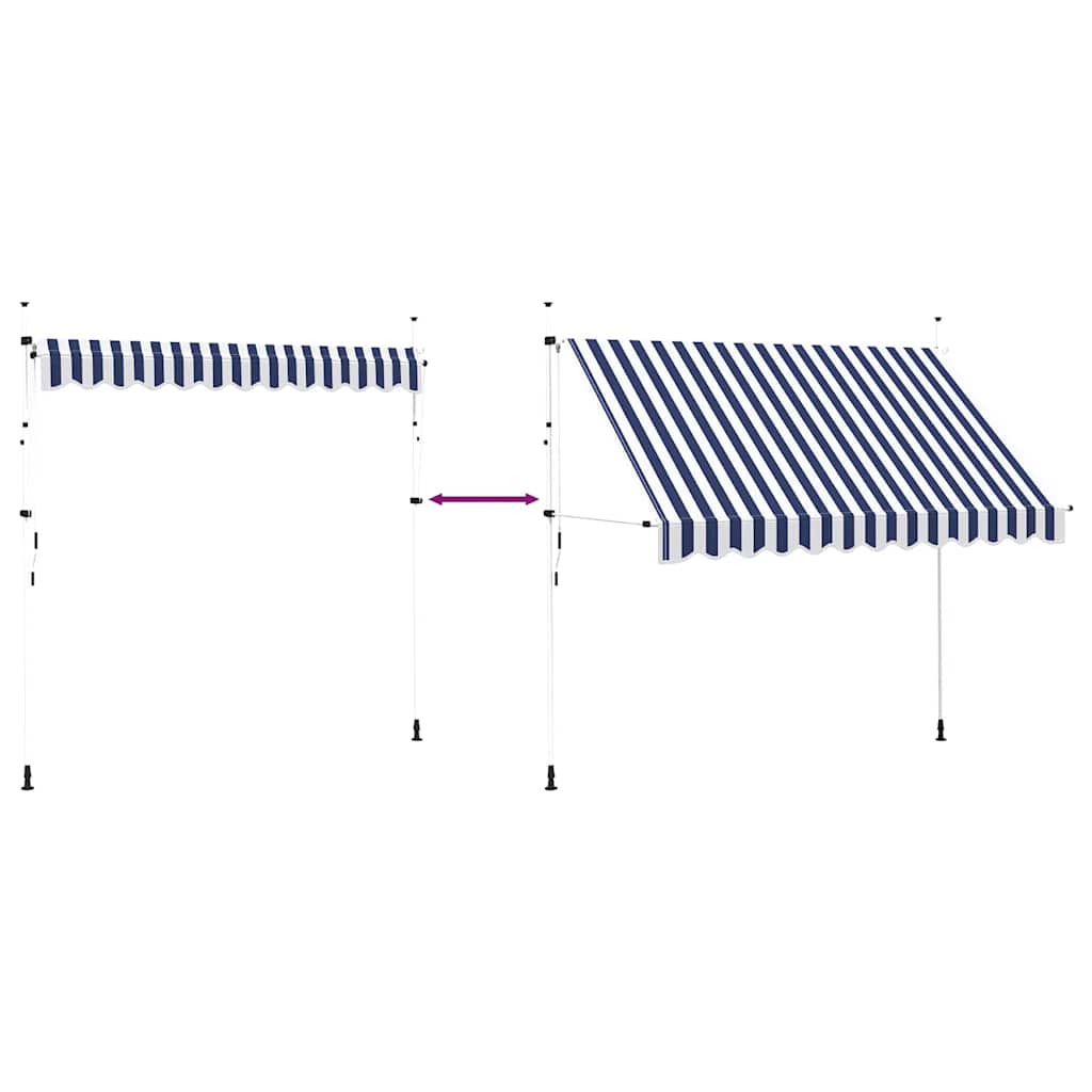 Manual Retractable Awning 300 cm Blue and White Stripes