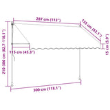 Manual Retractable Awning 300 cm Blue and White Stripes - Low Angle