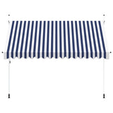 Manual Retractable Awning 350 cm Blue and White Stripes - Side View